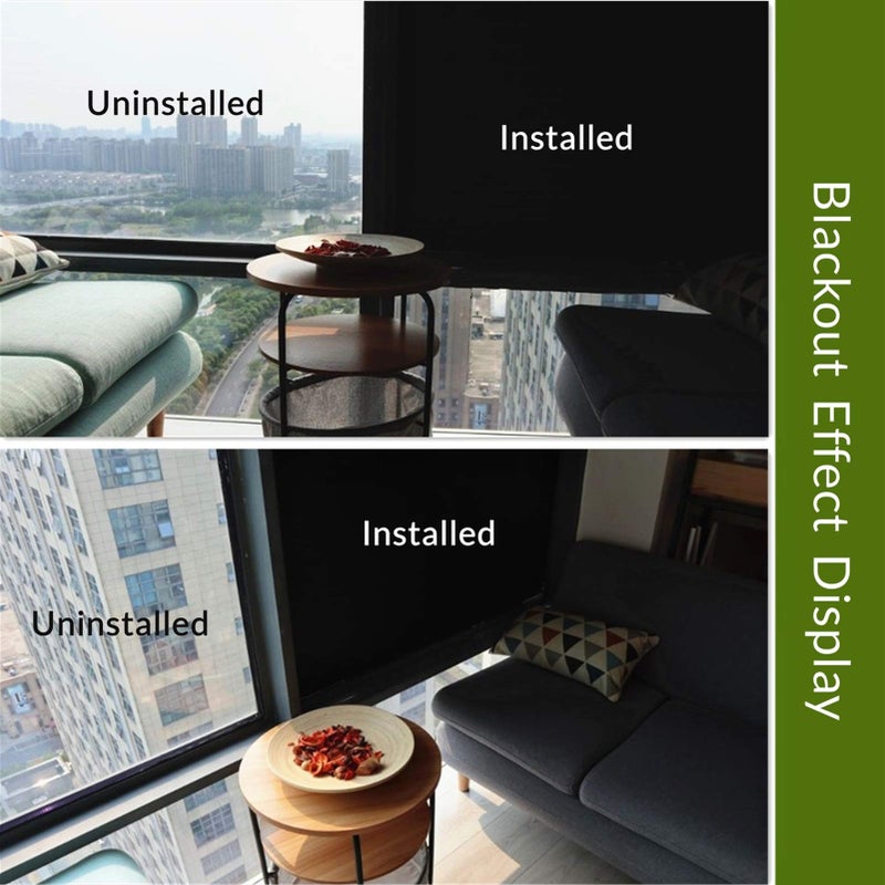 VELIMAX Static Cling Total Blackout Window Film Privacy Room Darkening Window Tint Black Window Cover 100% Light Blocking No Glue (23.6 x 157.4 inches) - Image 5